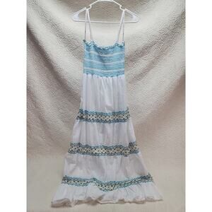 Sapagee Womens White Sheer Sundress Boho 90s 12" Wide Top 34" Long Bottom